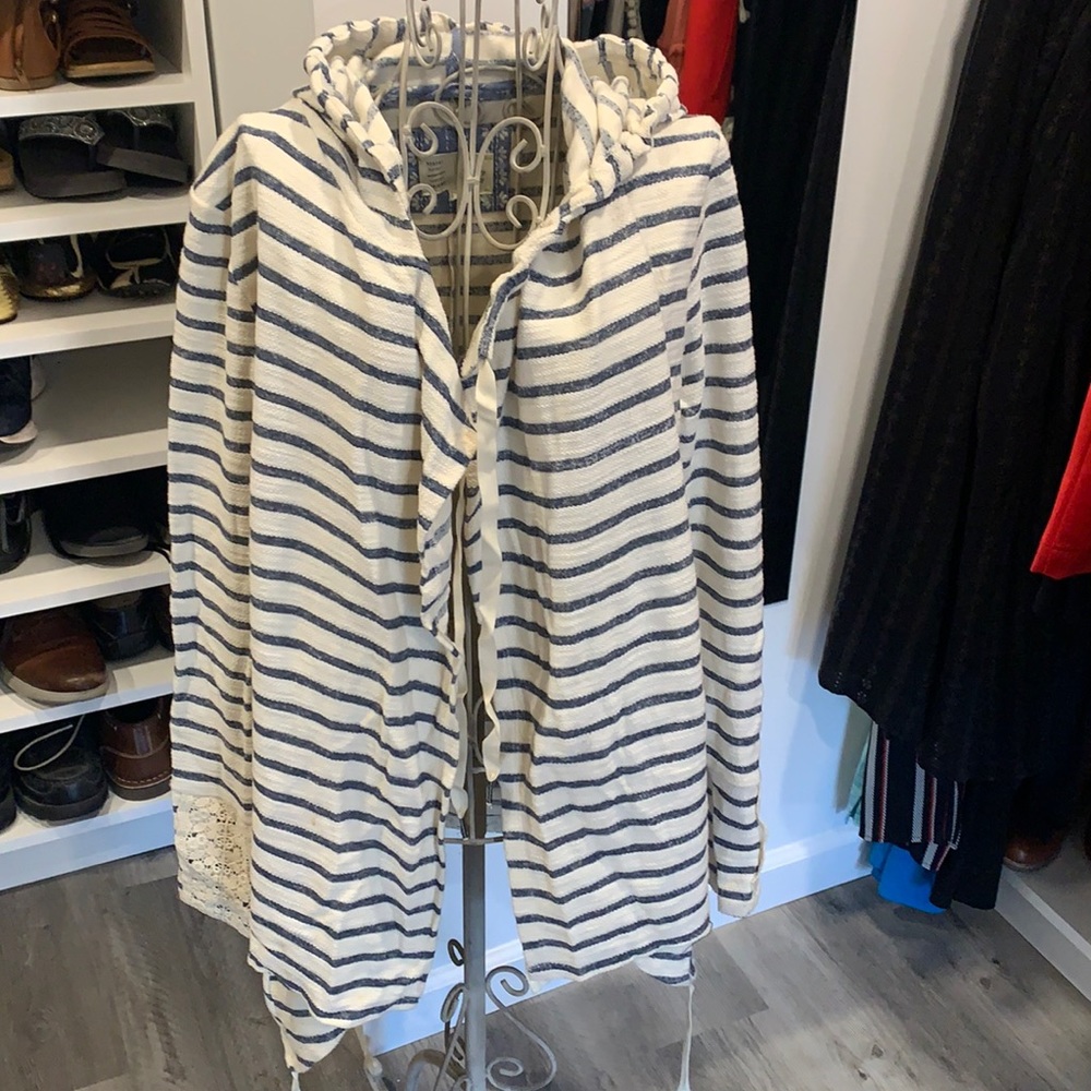 Anthropologie Saturday Sunday hooded cardigan with lace trim, size M